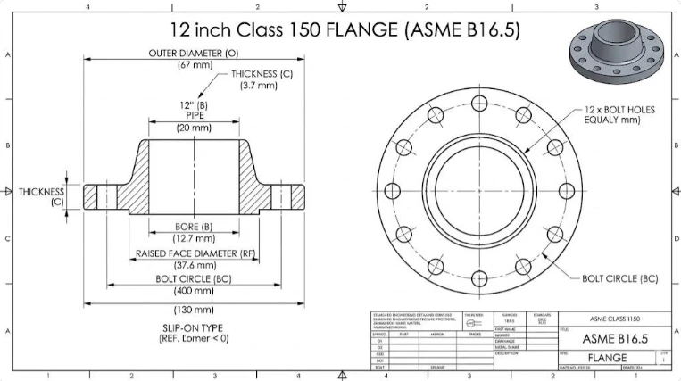 ASME B16.5 DN300 Class 150 SO RF Flange Dimensions ASME B16.5 DN300 Class 150 SO RF Flange Dimensions