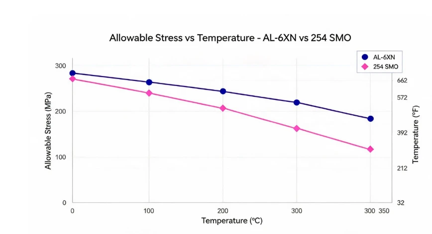 AL-6XN vs.254 SMO :Maximum Service Temperature AL-6XN vs.254 SMO :Maximum Service Temperature